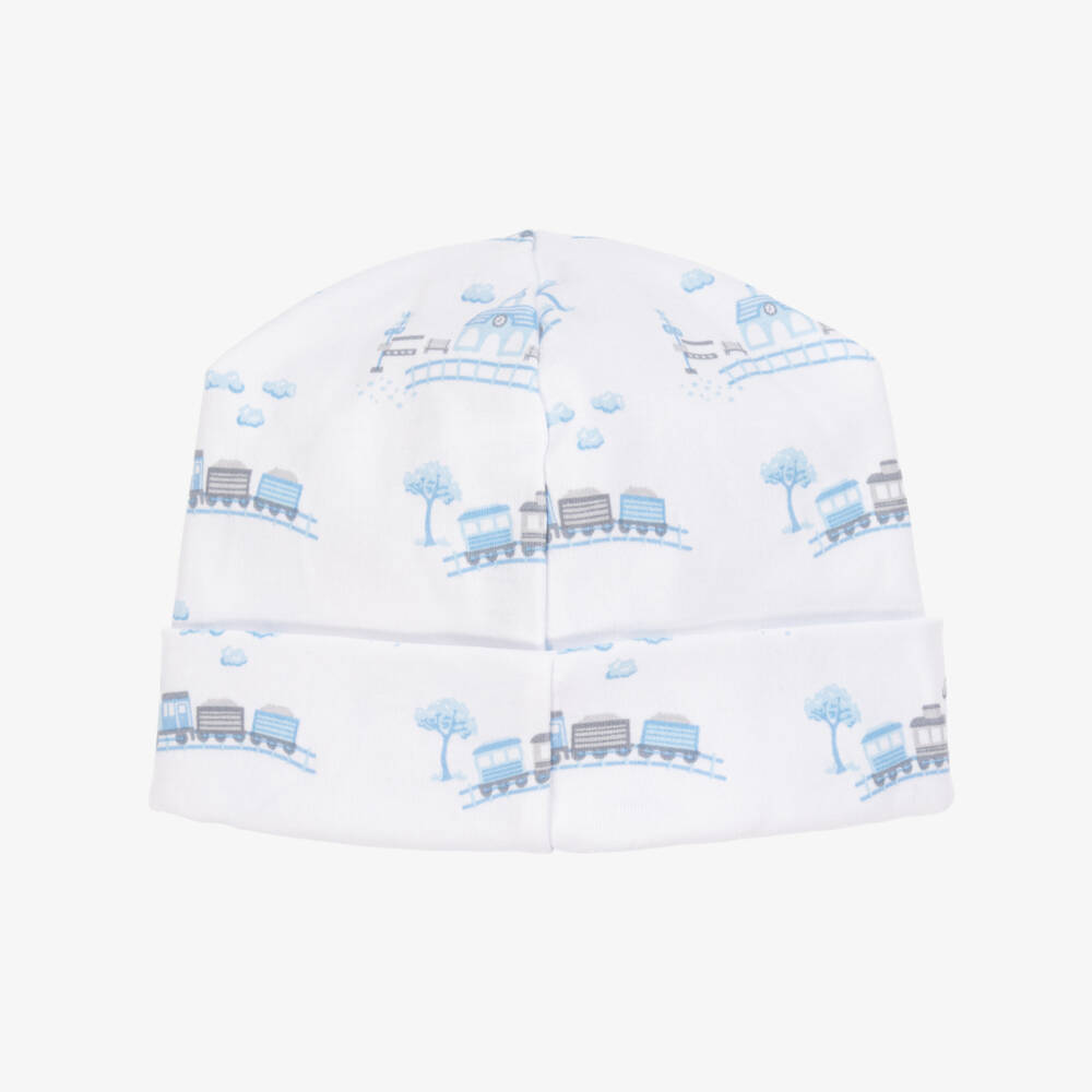 Kissy Kissy-Baby Boys White & Blue Pima Cotton Roundabout Railroad Hat | Childrensalon