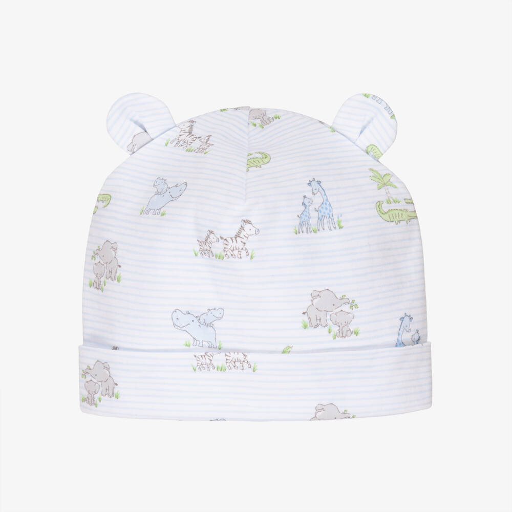 Kissy Kissy-Baby Boys White & Blue Pima Cotton Safari Party Hat | Childrensalon