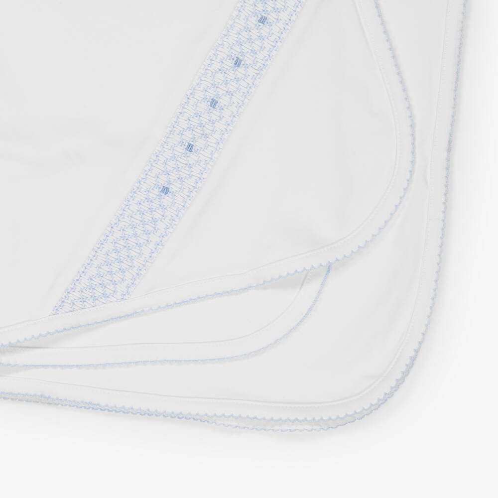 Kissy Kissy-بطانية أولاد رضع تطريز سموك لون أبيض (73 سم) | Childrensalon