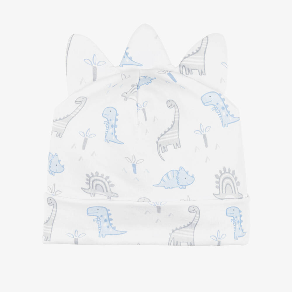Kissy Kissy-Baby Boys White Pima Cotton Dinosaur Territory Hat | Childrensalon