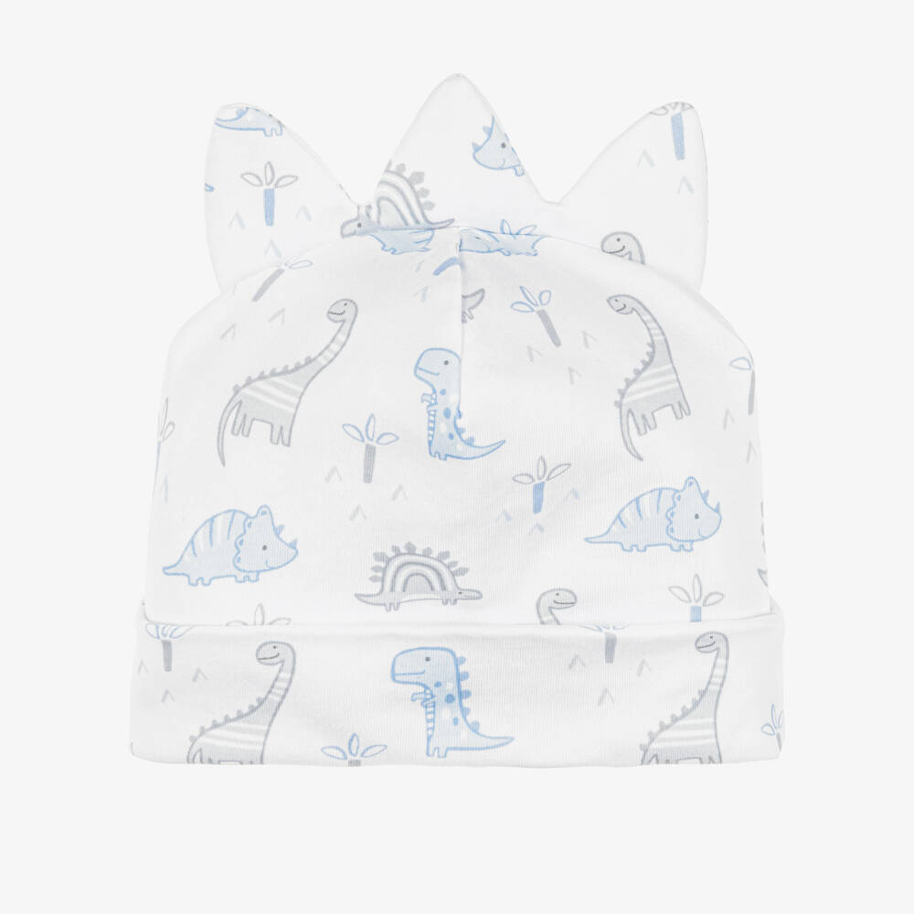 Kissy Kissy-Baby Boys White Pima Cotton Dinosaur Territory Hat | Childrensalon