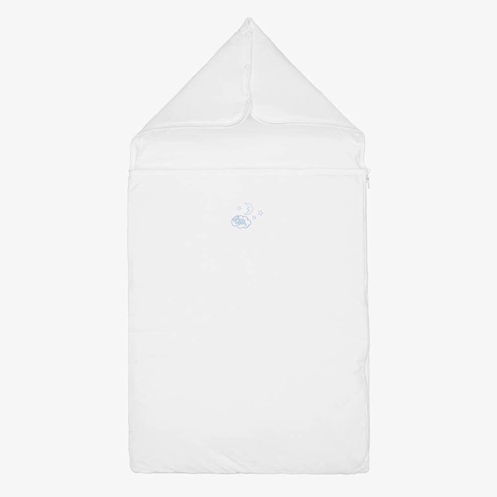 Kissy Kissy-Baby Boys White Pima Cotton Goodnight Bears Nest (76cm) | Childrensalon