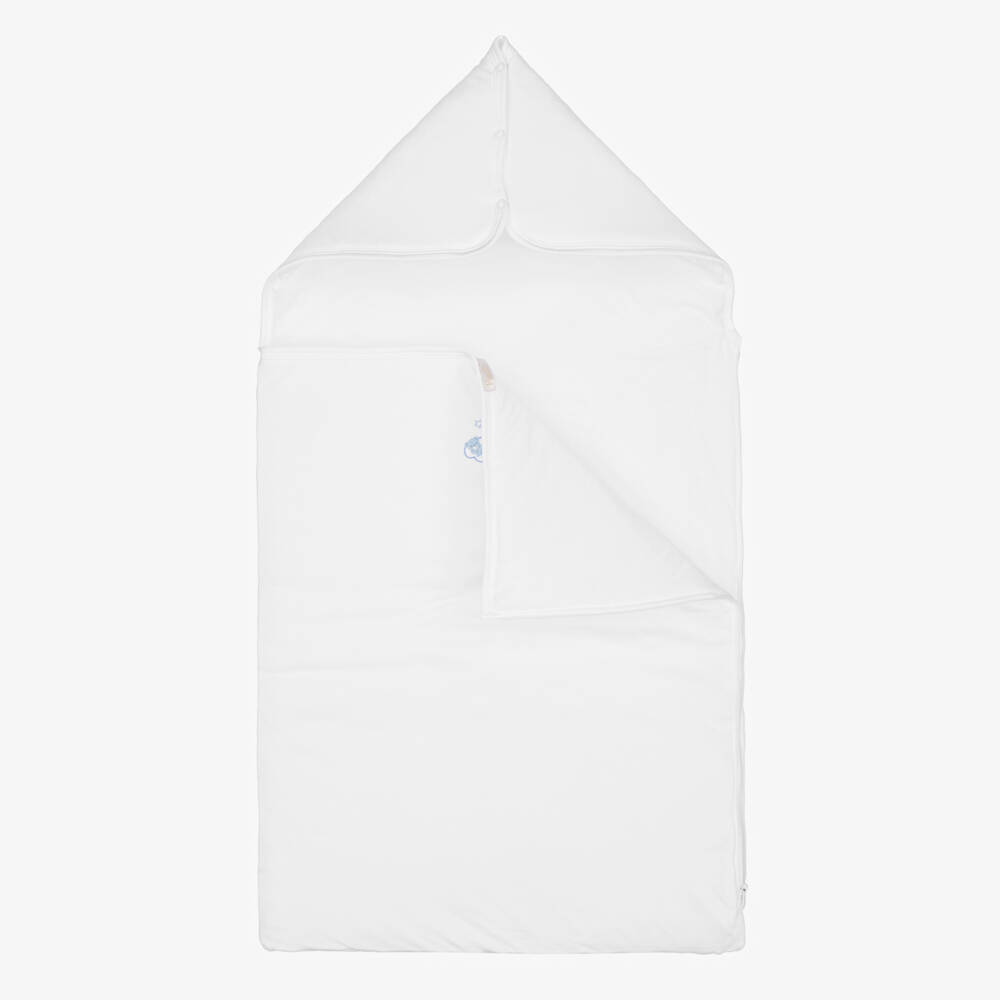 Kissy Kissy-Baby Boys White Pima Cotton Goodnight Bears Nest (76cm) | Childrensalon