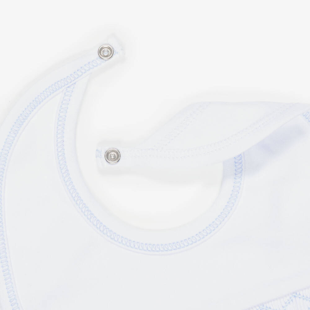 Kissy Kissy-Baby Boys White Pima Cotton Hand-Smocked Bib | Childrensalon