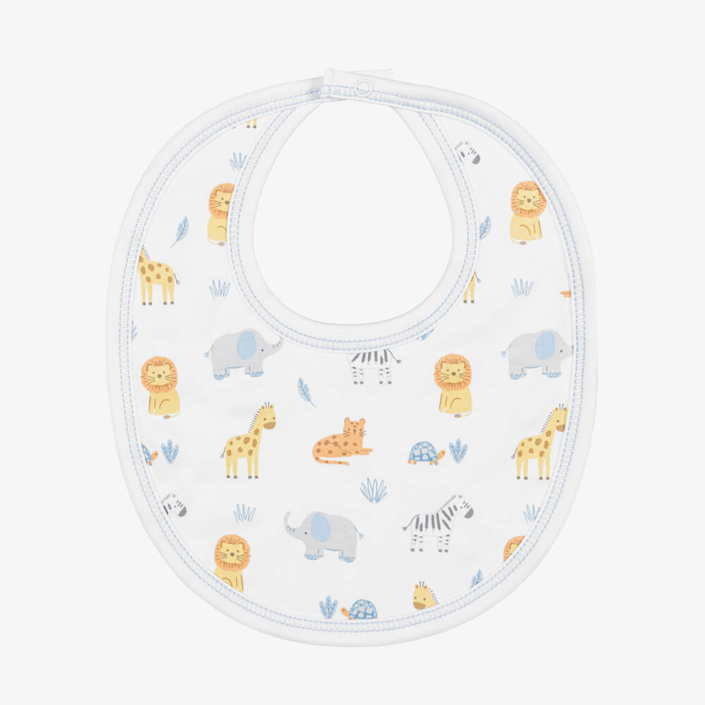 Kissy Kissy-Baby Boys White Pima Cotton Jungle Hang Out Print Bib | Childrensalon
