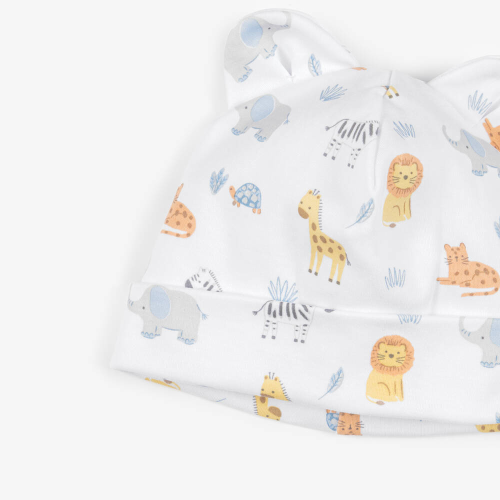 Kissy Kissy-Baby Boys White Pima Cotton Jungle Hang Out Print Hat | Childrensalon