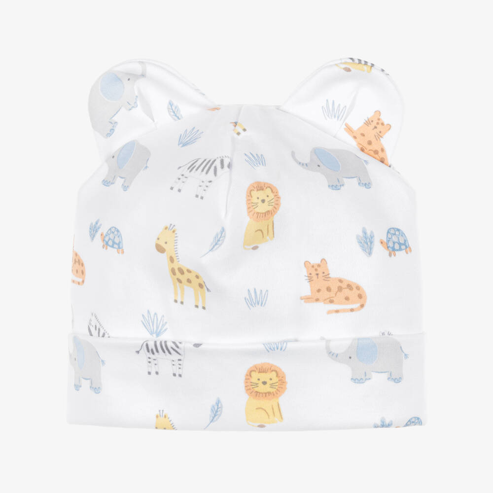 Kissy Kissy-Baby Boys White Pima Cotton Jungle Hang Out Print Hat | Childrensalon