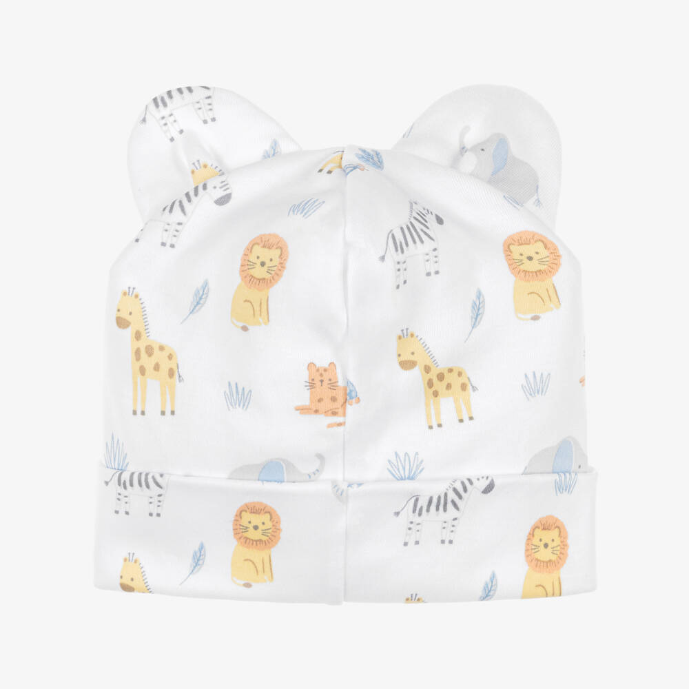 Kissy Kissy-Baby Boys White Pima Cotton Jungle Hang Out Print Hat | Childrensalon