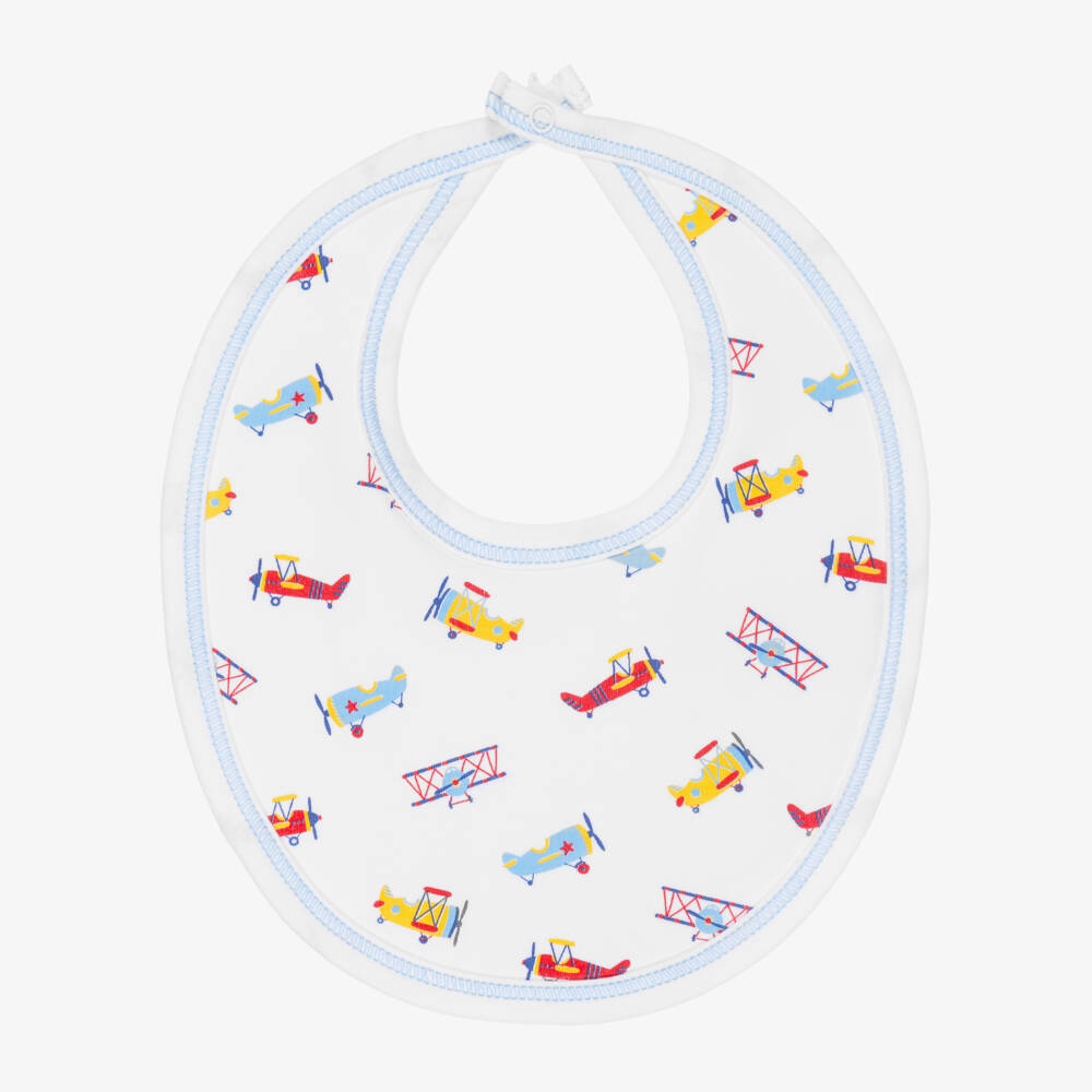 Kissy Kissy-Baby Boys White Pima Cotton Lets Fly Away Bib | Childrensalon