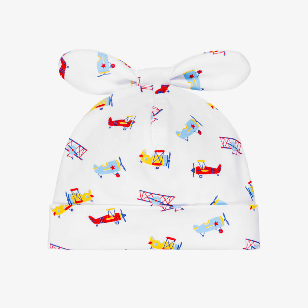 Kissy Kissy-Baby Boys White Pima Cotton Lets Fly Away Hat | Childrensalon
