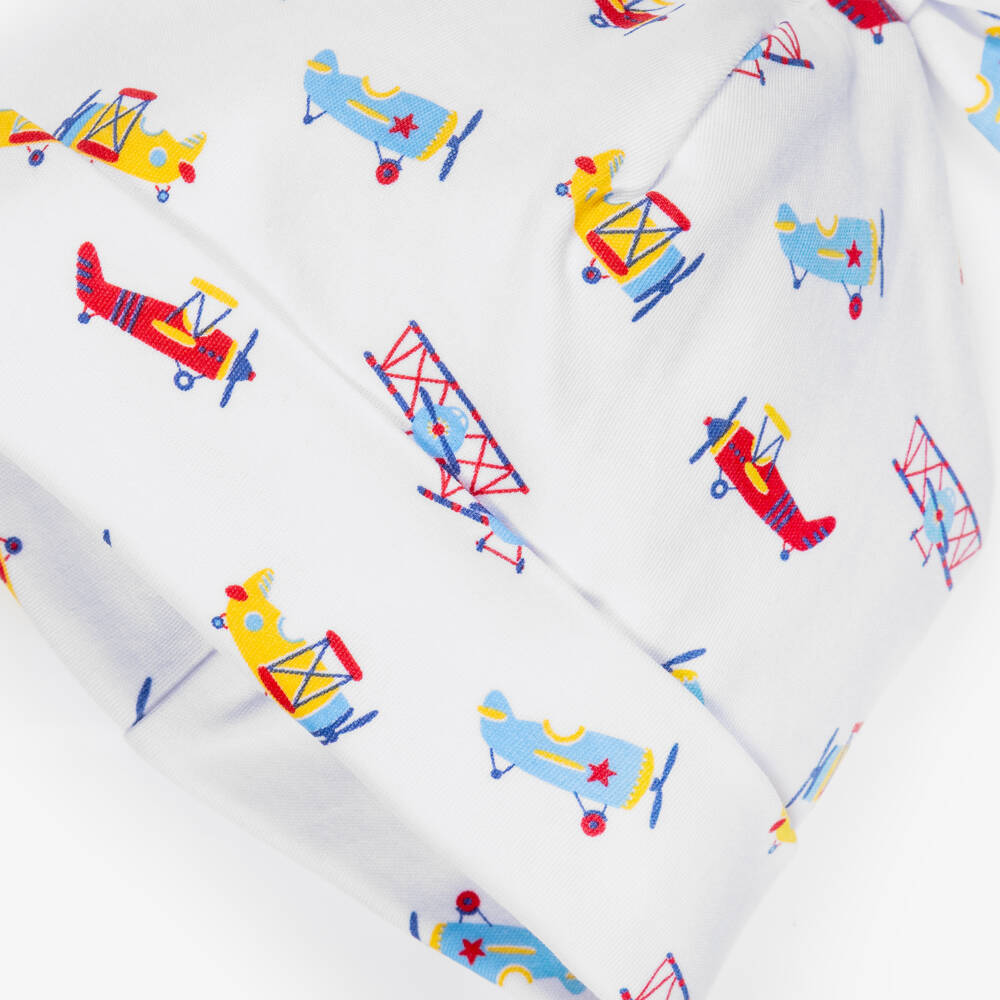 Kissy Kissy-Baby Boys White Pima Cotton Lets Fly Away Hat | Childrensalon