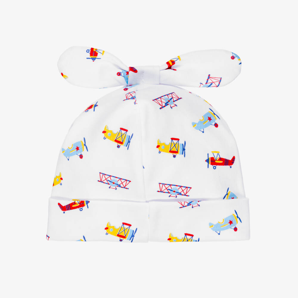 Kissy Kissy-Baby Boys White Pima Cotton Lets Fly Away Hat | Childrensalon