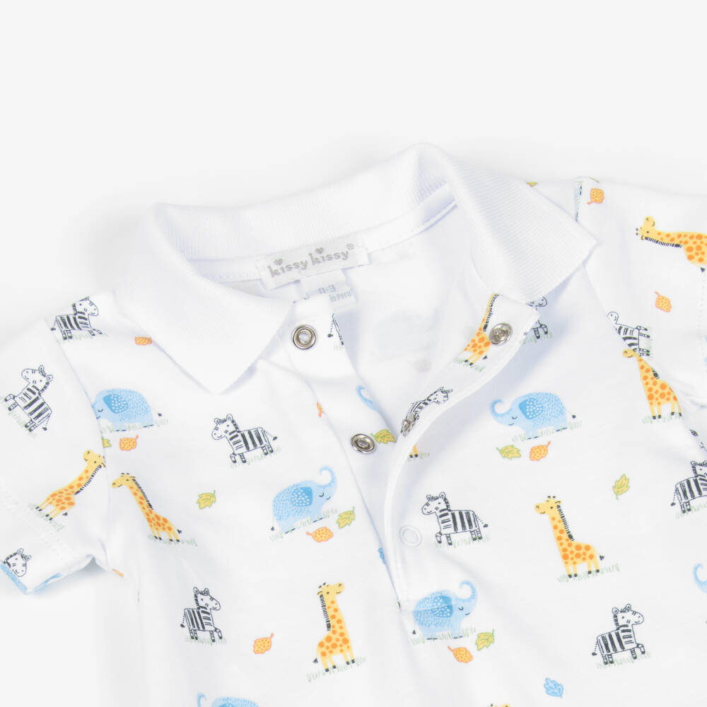 Kissy Kissy-Baby Boys White Pima Cotton Safari Bunch Shortie | Childrensalon