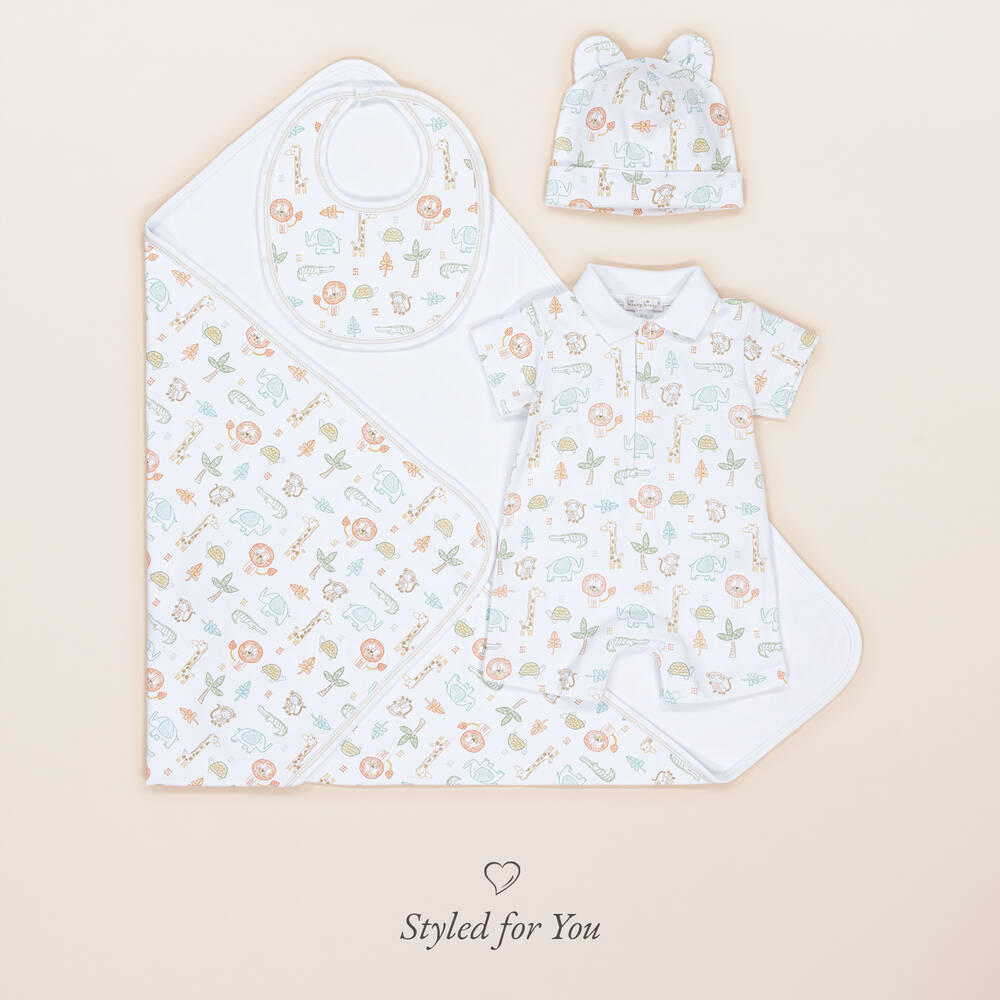 Kissy Kissy-Baby Boys White Pima Jungle Adventure Shortie | Childrensalon