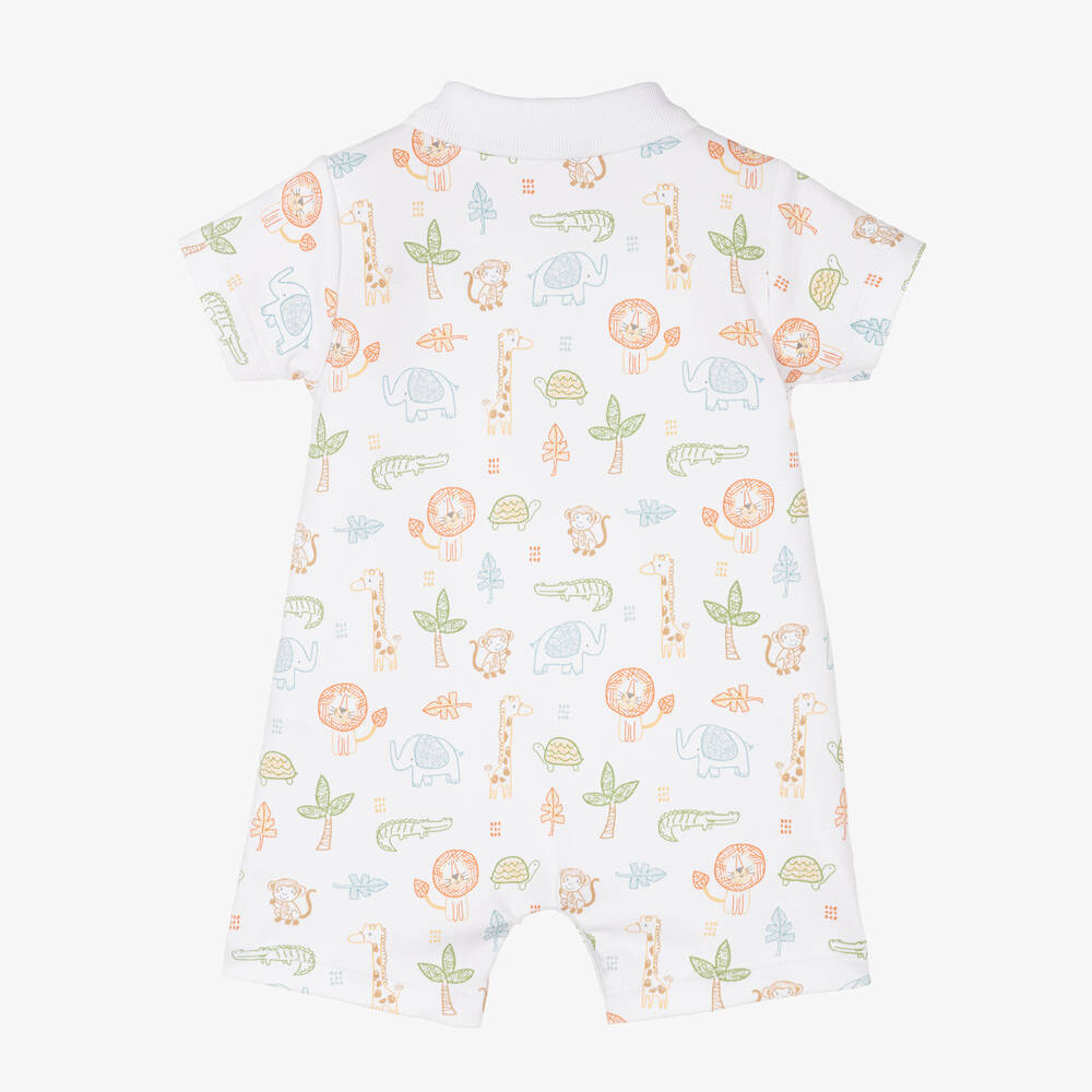 Kissy Kissy-Baby Boys White Pima Jungle Adventure Shortie | Childrensalon