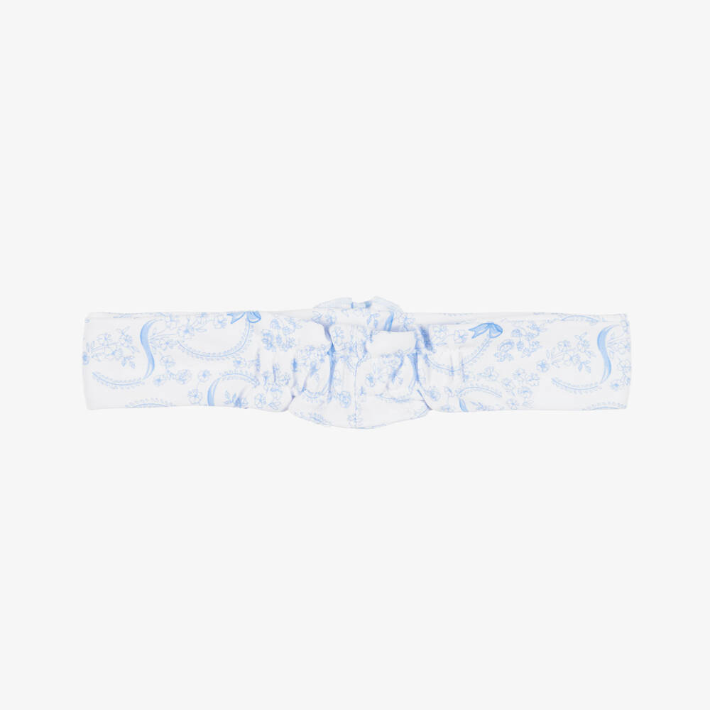 Kissy Kissy-Baby Girls Blue Blooming Bows Pima Cotton Headband | Childrensalon