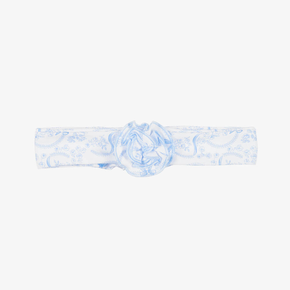 Kissy Kissy-Baby Girls Blue Blooming Bows Pima Cotton Headband | Childrensalon