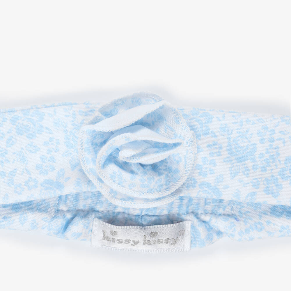 Kissy Kissy-Baby Girls Blue Country Gardens Pima Cotton Headband | Childrensalon