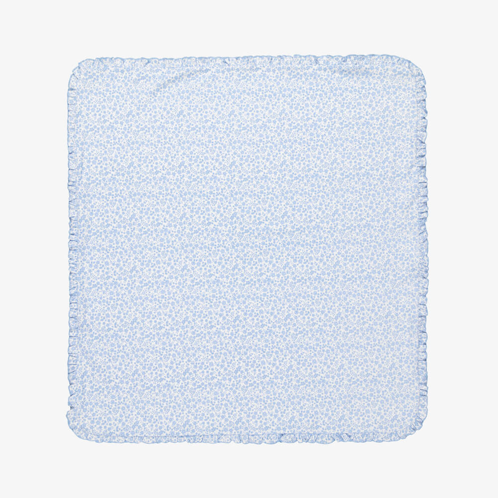 Kissy Kissy-Baby Girls Blue Fall Blooms Pima Cotton Blanket (73cm) | Childrensalon