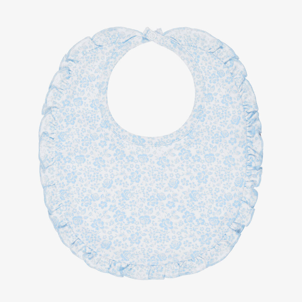 Kissy Kissy-Baby Girls Blue Floral Pima Cotton Country Gardens Bib | Childrensalon