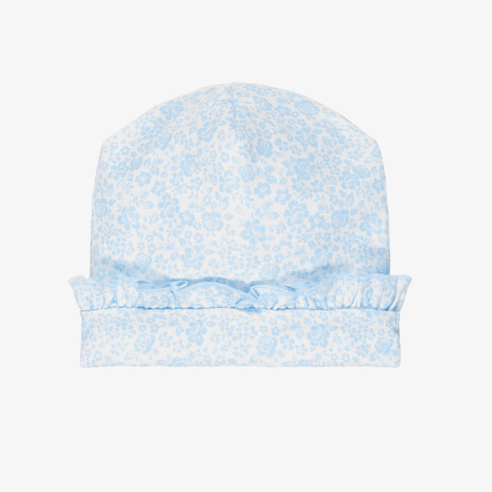 Kissy Kissy-Baby Girls Blue Floral Pima Cotton Country Gardens Hat | Childrensalon