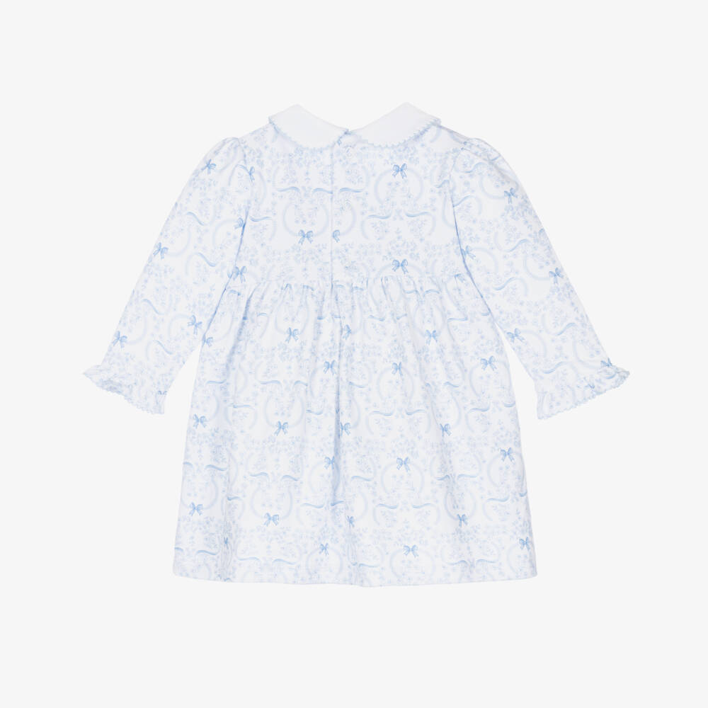 Kissy Kissy-Baby Girls Blue Pima Cotton Blooming Bows Dress | Childrensalon