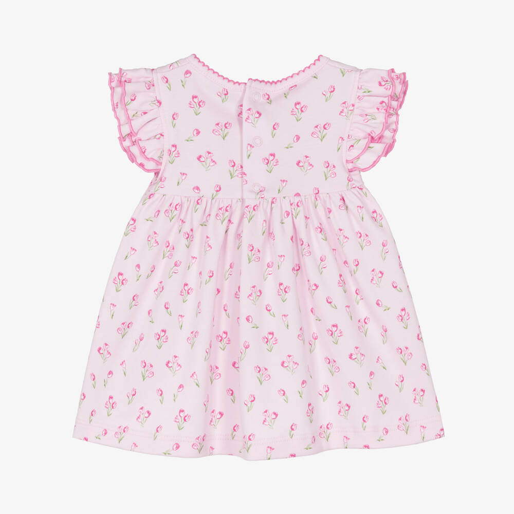 Kissy Kissy-Baby Girls Pale Pink Timeless Tulips Pima Cotton Dress | Childrensalon