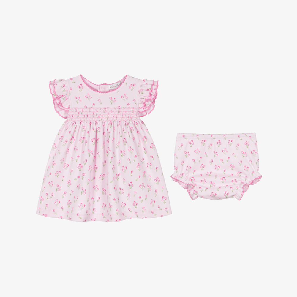 Kissy Kissy-Baby Girls Pale Pink Timeless Tulips Pima Cotton Dress | Childrensalon