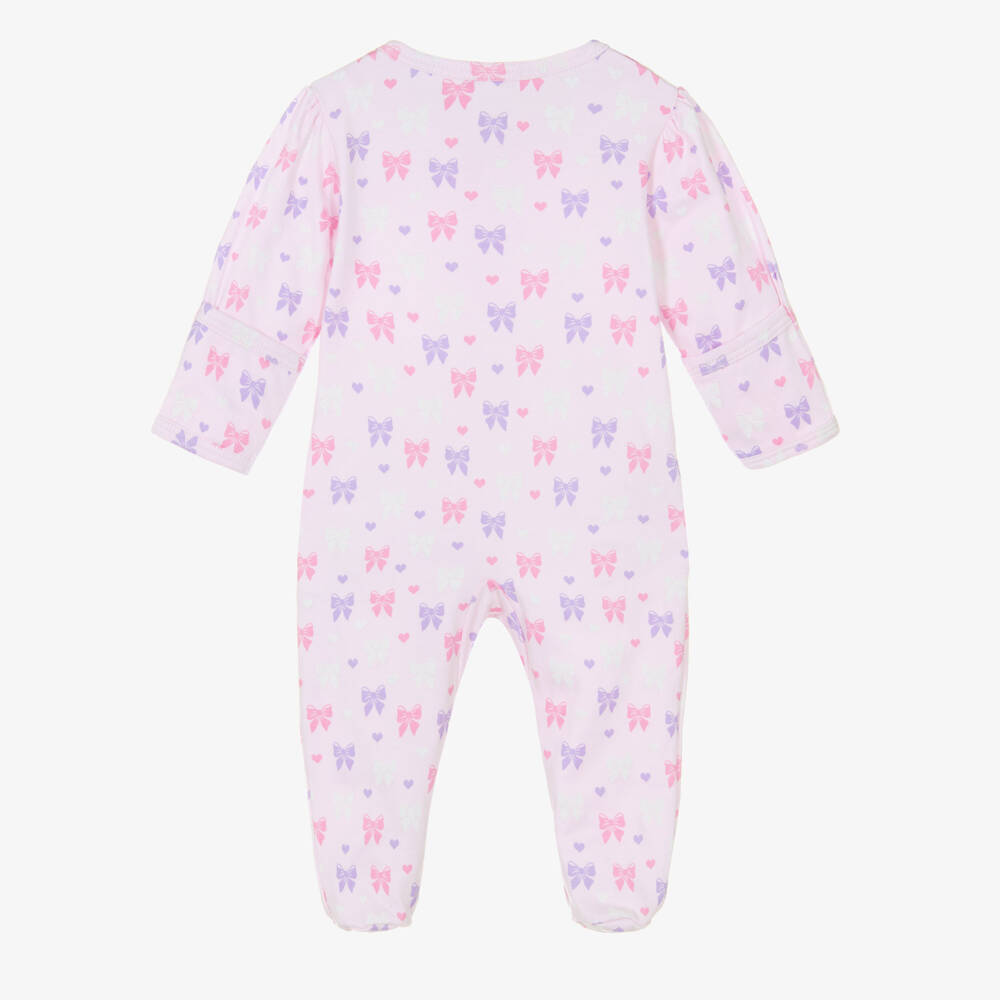 Kissy Kissy-Baby Girls Pink Billowy Bows Pima Cotton Babygrow | Childrensalon
