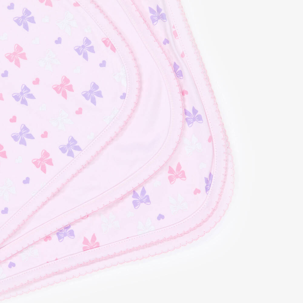 Kissy Kissy-Baby Girls Pink Billowy Bows Pima Cotton Blanket (73cm) | Childrensalon
