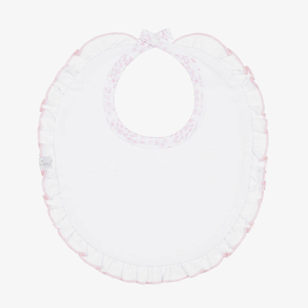 Kissy Kissy-Baby Girls Pink Blooming Bows Pima Cotton Bib | Childrensalon