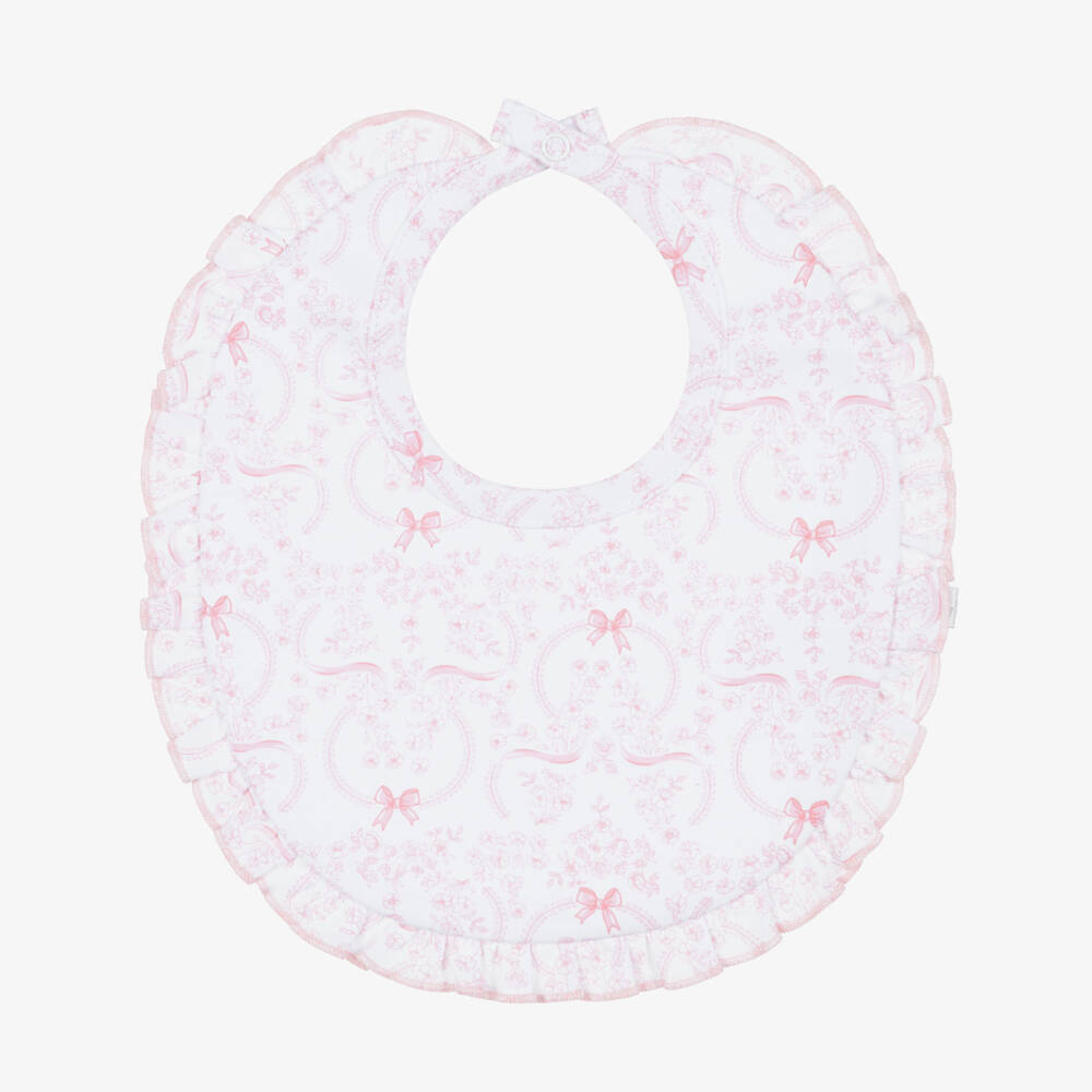 Kissy Kissy-Baby Girls Pink Blooming Bows Pima Cotton Bib | Childrensalon