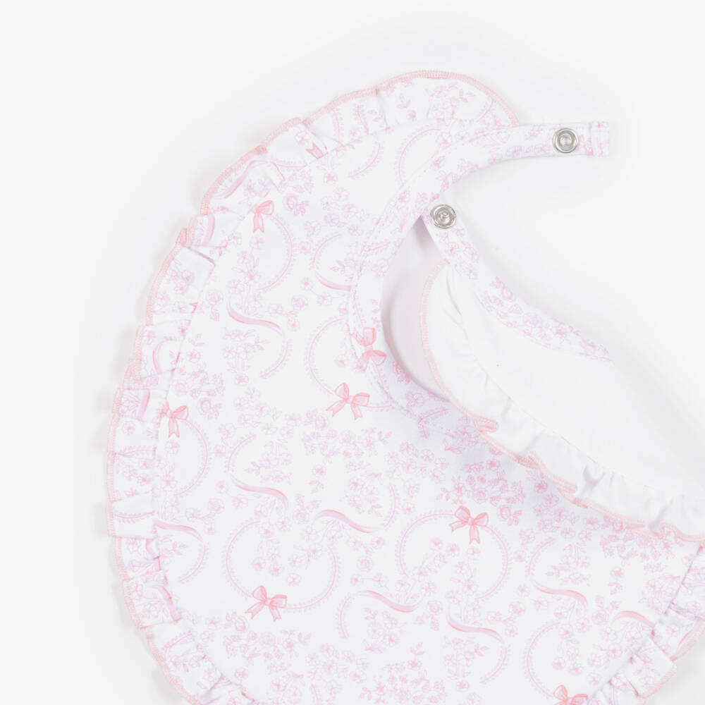 Kissy Kissy-Baby Girls Pink Blooming Bows Pima Cotton Bib | Childrensalon