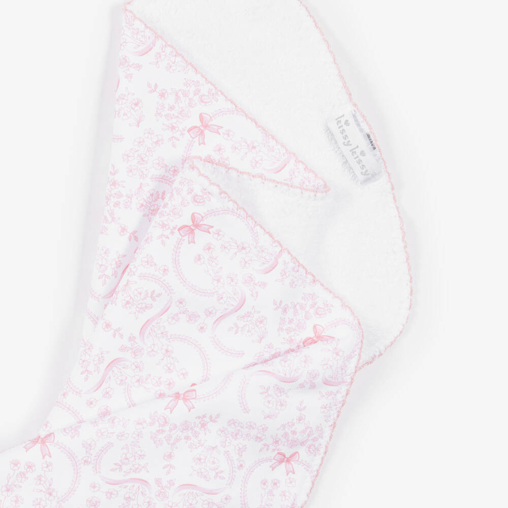Kissy Kissy-Baby Girls Pink Blooming Bows Pima Cotton Burp Cloth (49cm) | Childrensalon