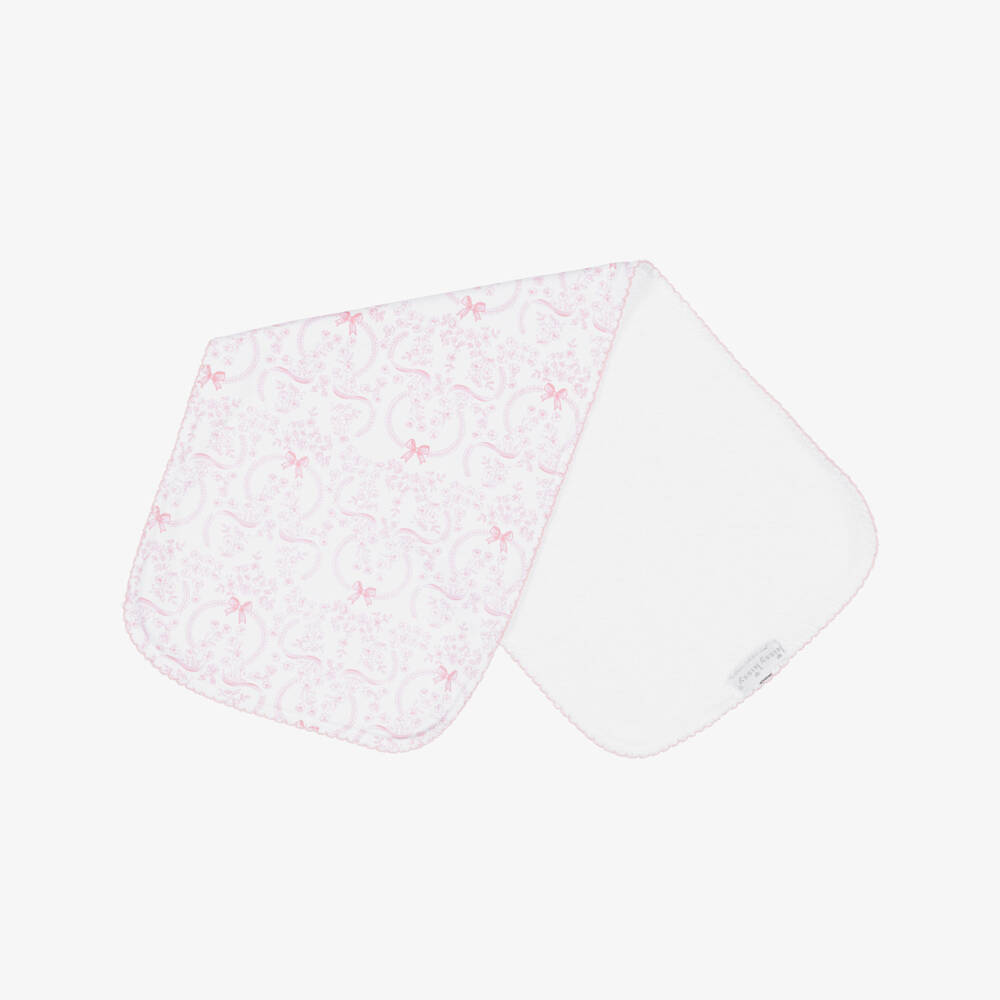 Kissy Kissy-Baby Girls Pink Blooming Bows Pima Cotton Burp Cloth (49cm) | Childrensalon