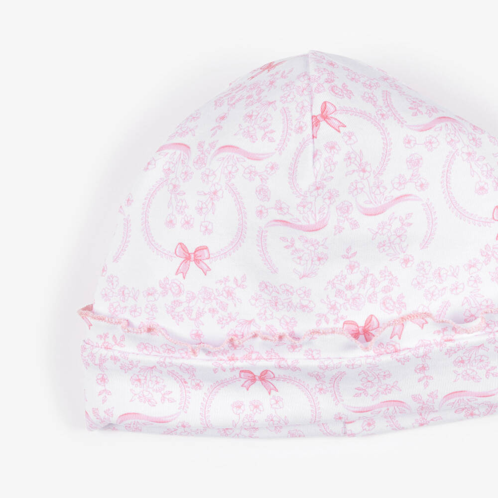 Kissy Kissy-Baby Girls Pink Blooming Bows Pima Cotton Hat | Childrensalon