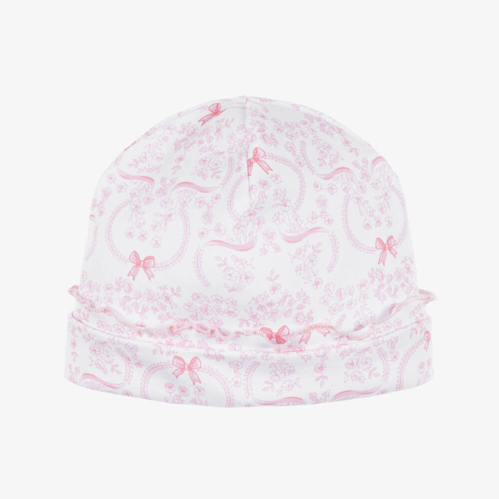 Kissy Kissy-Baby Girls Pink Blooming Bows Pima Cotton Hat | Childrensalon