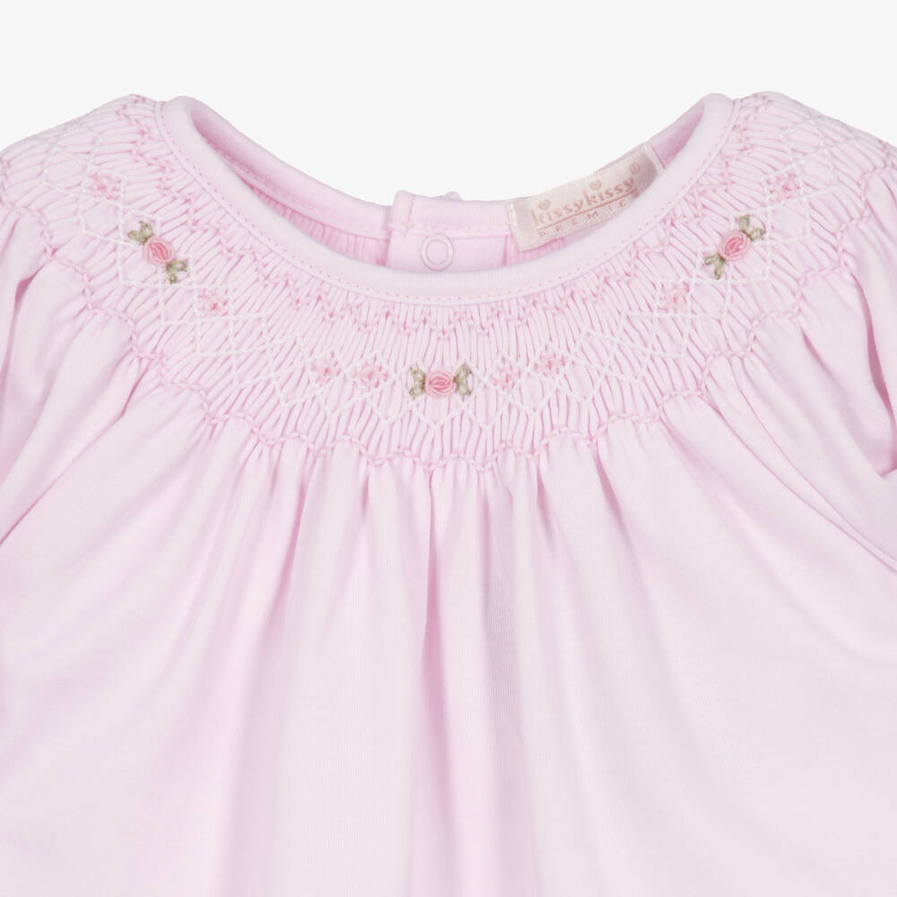 Kissy Kissy-Baby Girls Pink Fall Bishop Smocked Trouser Set | Childrensalon