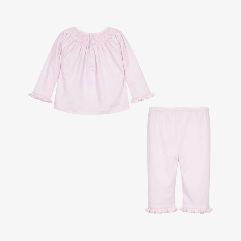 Kissy Kissy-Baby Girls Pink Fall Bishop Smocked Trouser Set | Childrensalon