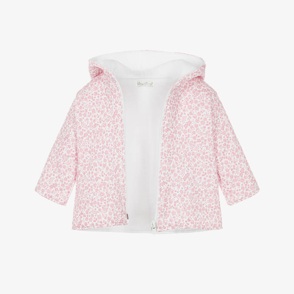 Kissy Kissy-Baby Girls Pink Fall Blooms Pima Cotton Pram Coat | Childrensalon