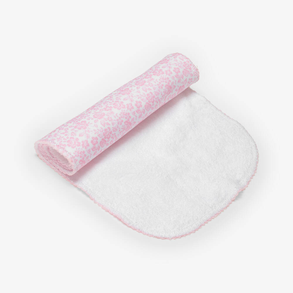Kissy Kissy-Baby Girls Pink Floral Pima Cotton Country Gardens Burp Cloth (48cm) | Childrensalon