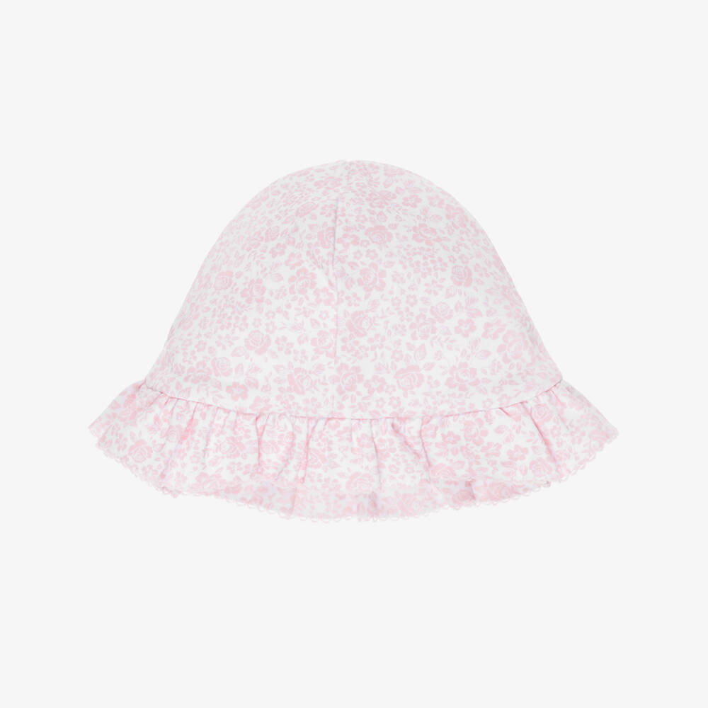 Kissy Kissy-Baby Girls Pink Floral Pima Cotton Country Gardens Sun Hat | Childrensalon