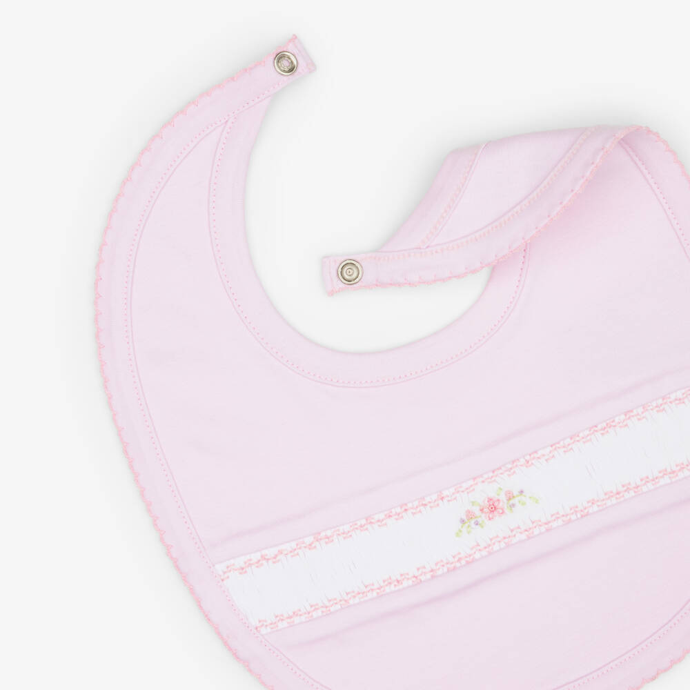 Kissy Kissy-Baby Girls Pink Hand-Smocked Bib in Pima Cotton | Childrensalon