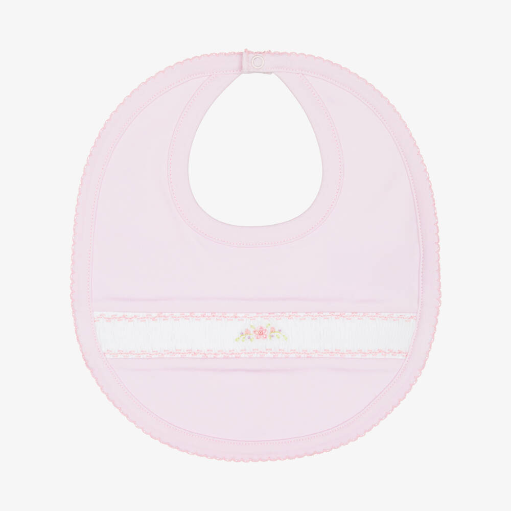 Kissy Kissy-Baby Girls Pink Hand-Smocked Bib in Pima Cotton | Childrensalon