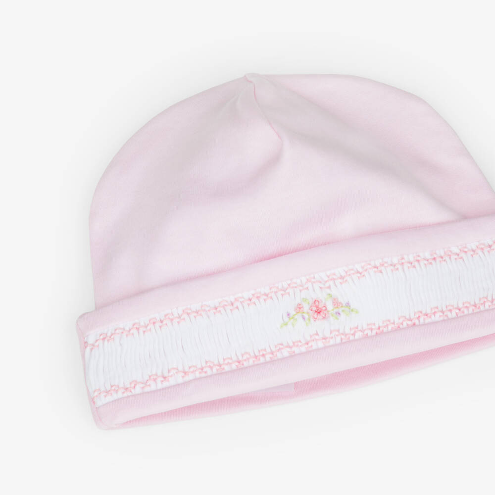Kissy Kissy-Baby Girls Pink Hand-Smocked Hat in Pima Cotton | Childrensalon