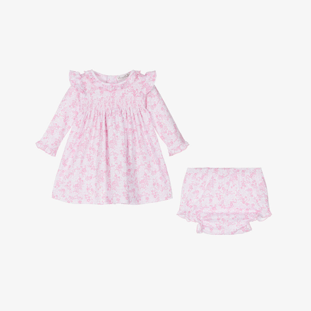 Kissy Kissy-Baby Girls Pink Old English Roses Pima Cotton Dress | Childrensalon