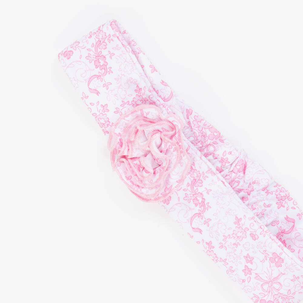 Kissy Kissy-Baby Girls Pink Old English Roses Pima Cotton Headband | Childrensalon
