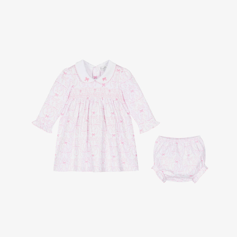 Kissy Kissy-Baby Girls Pink Pima Cotton Blooming Bows Dress | Childrensalon