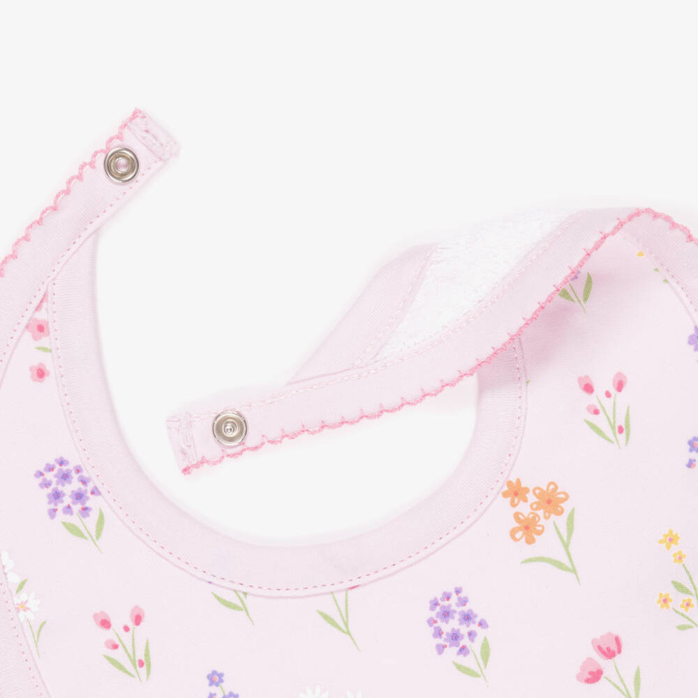 Kissy Kissy-Baby Girls Pink Pima Cotton Summer Wildflowers Bib | Childrensalon