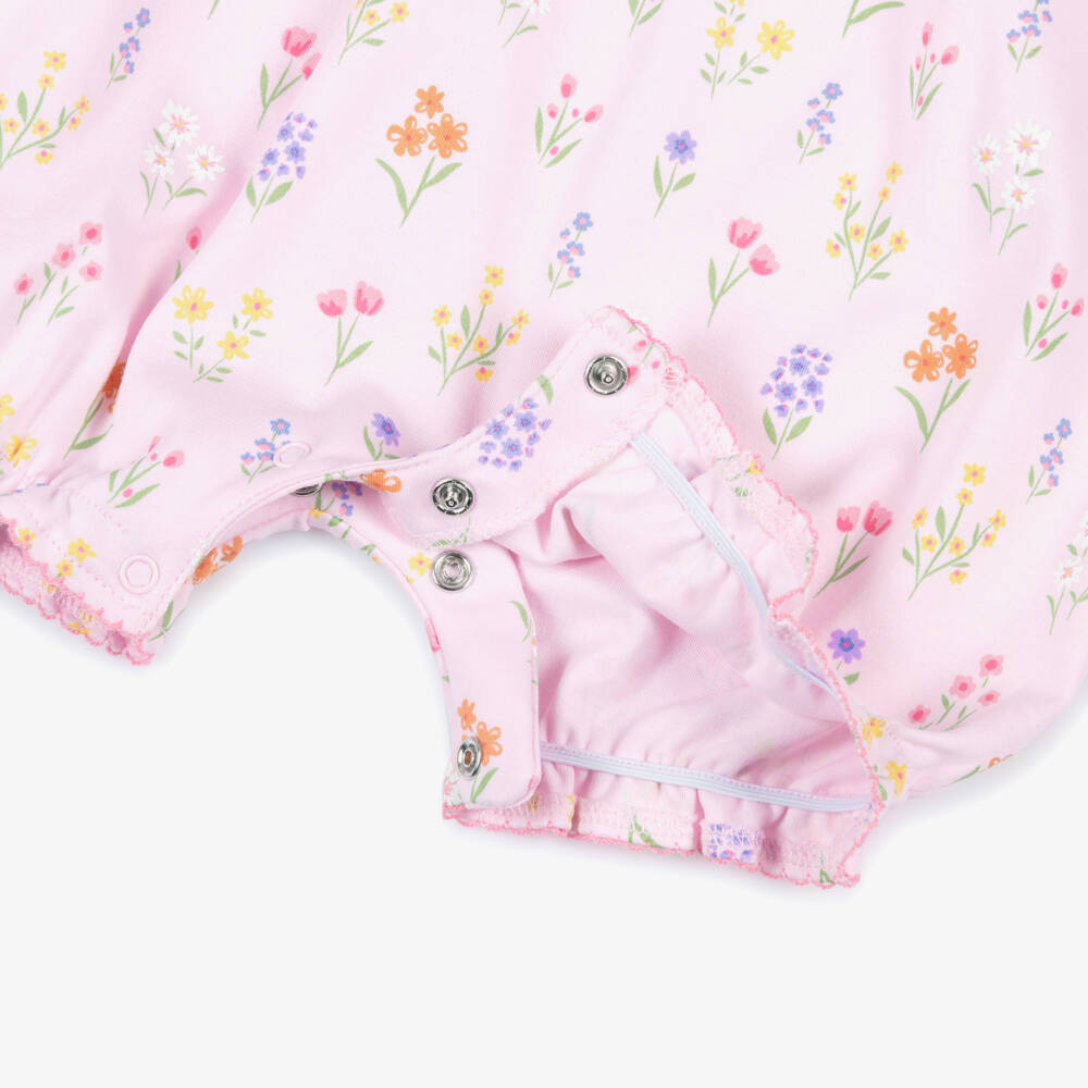 Kissy Kissy-Baby Girls Pink Pima Cotton Summer Wildflowers Shortie | Childrensalon